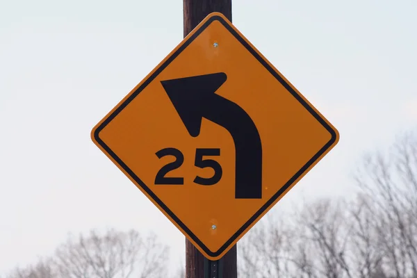 25 mph curve sign — Stock Photo, Image