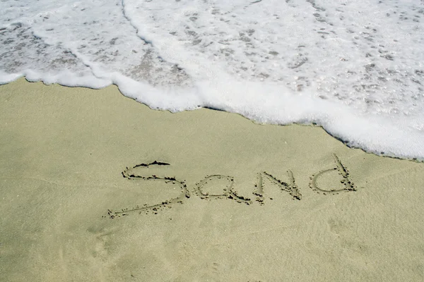 Pasir ditulis di pantai — Stok Foto
