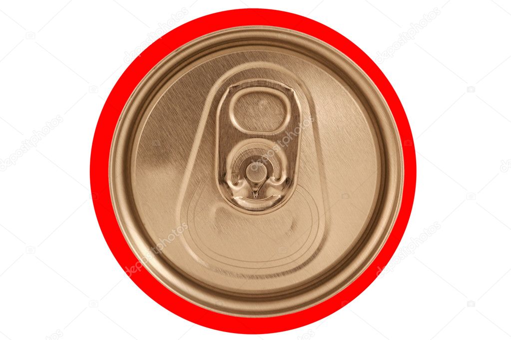 Isolated closed red soda can lid