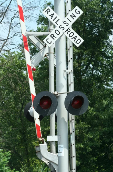Železniční přejezd znamení — Stock fotografie