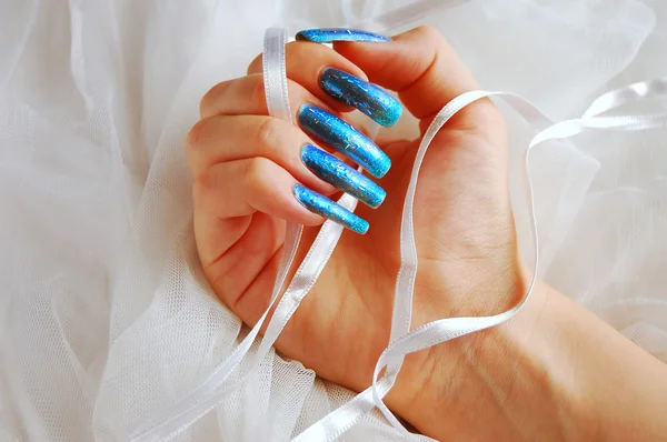 Manicure on long real nails — Stock Photo, Image