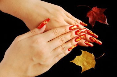 Autumnal nail design clipart