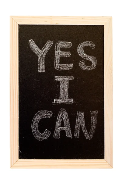 Blackboard geschreven "Ja, ik kan" — Stockfoto