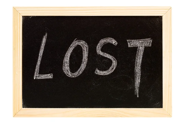 Quadro negro escrito "perdido " — Fotografia de Stock