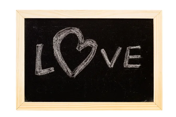 Blackboard skrivet "älskar" — Stockfoto