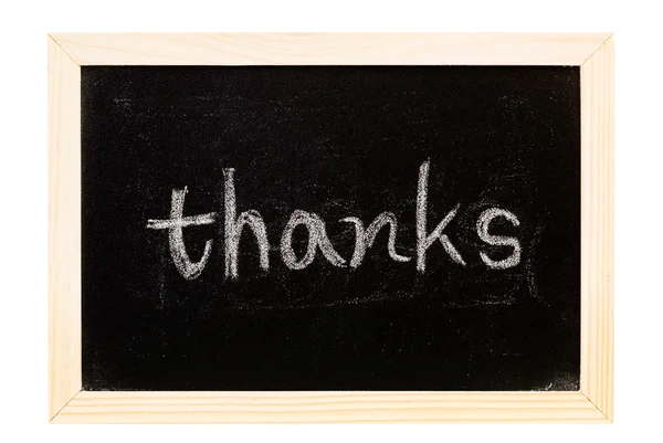 黑板上写"谢谢" — 图库照片