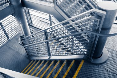 Modern gray stair outside of buildings clipart