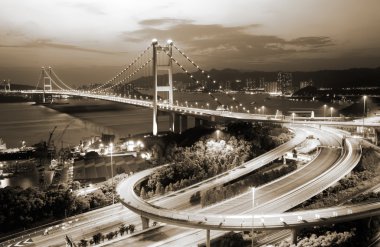 Tsing Ma Bridge in Hong Kong clipart