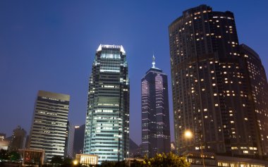 Night scenes of skyscrapers clipart