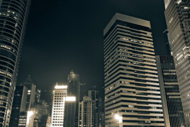 Night scenes of skyscrapers clipart