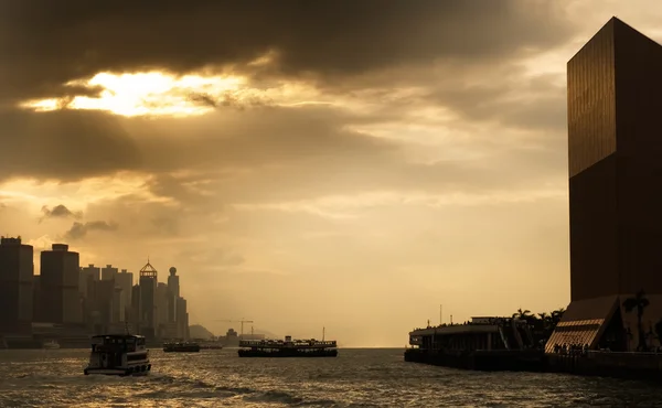 Paesaggio urbano del porto di Hong Kong — Foto Stock