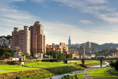 Suburb cityscape of Taipei clipart