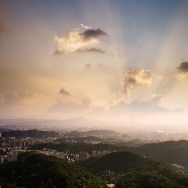 Cityscape günbatımı