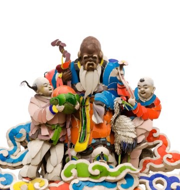 Three color Chinese god on roof clipart