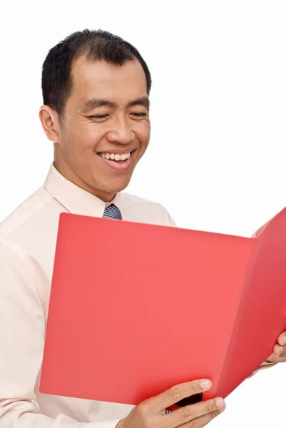 Feliz hombre de negocios leer informe — Foto de Stock