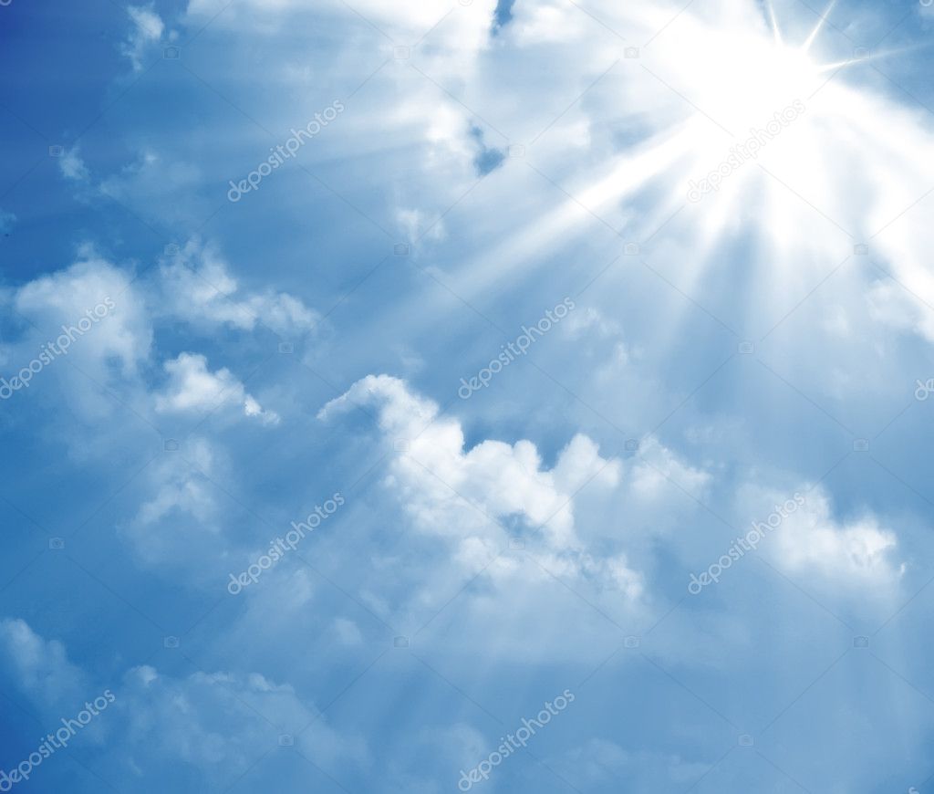 Blue sky sun ray