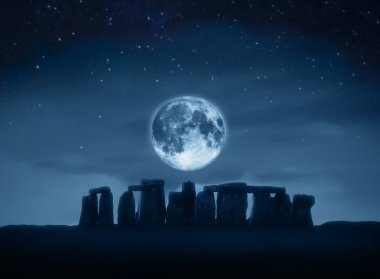 Stonehenge full moon clipart
