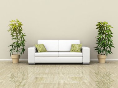Sofa with plants clipart