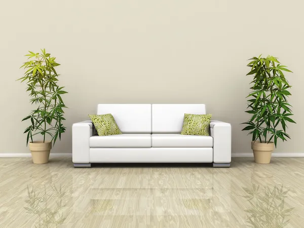 Sofá com plantas — Fotografia de Stock