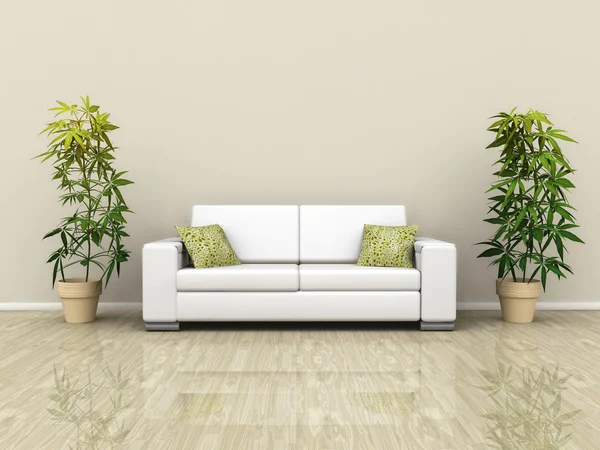 Sofa with plants — Stock Photo, Image