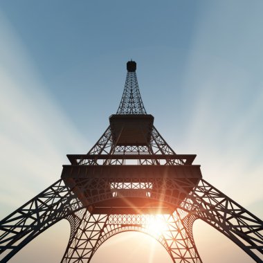 Eiffel tower in Paris sunset clipart