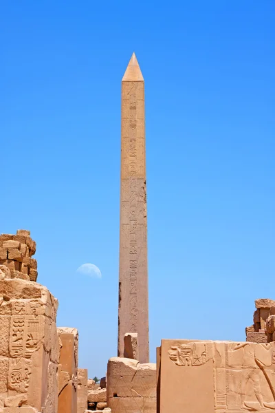 Luxor temple with moon — Stock Photo, Image