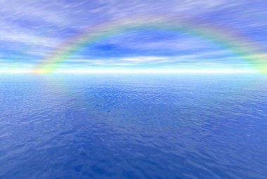 Rainbow above the sea clipart