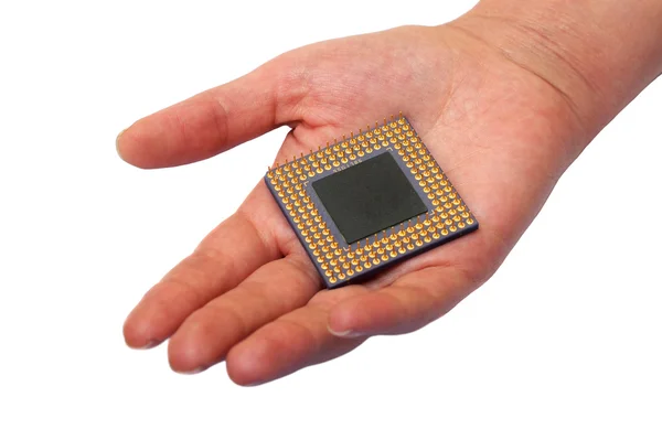 CPU em uma mão — Fotografia de Stock