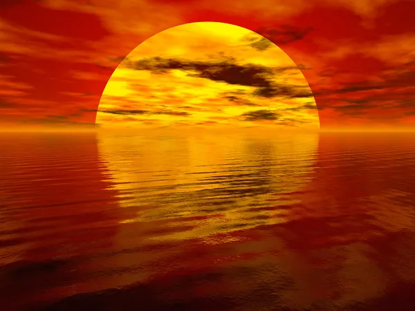 Zonsondergang op zee Stockfoto