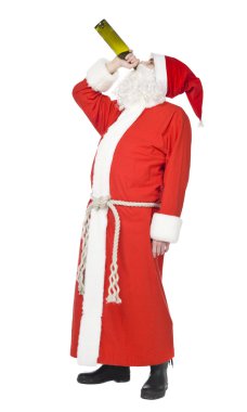 Santa claus drinking wine clipart