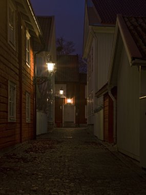 Back alley at night time clipart