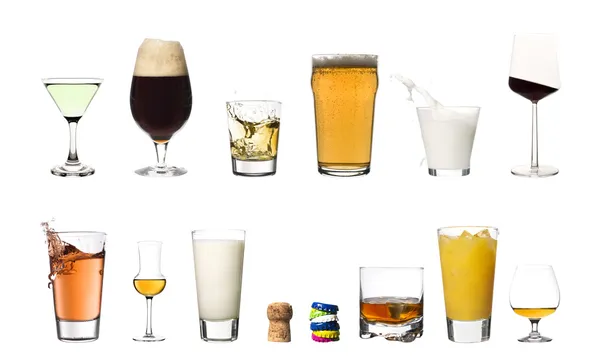 Bebidas aisladas sobre fondo blanco — Foto de Stock