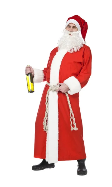 Santa claus drinking wine — Stock Photo, Image