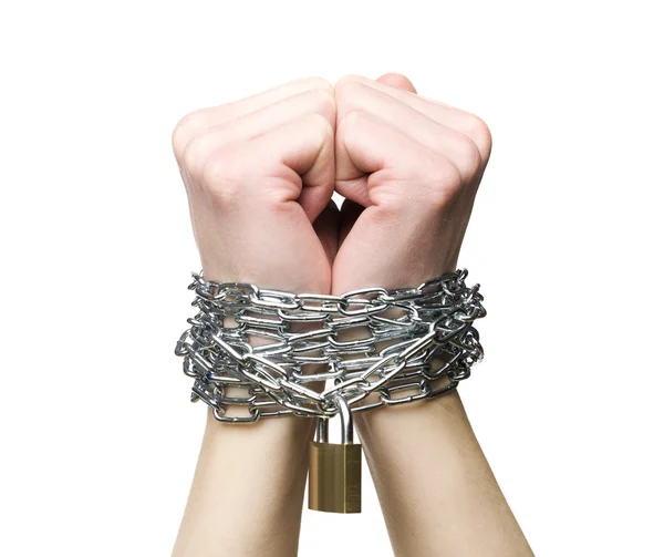 Chained hands — Stock Photo, Image