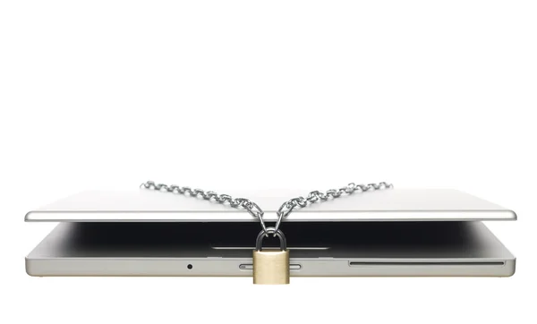Chained and locked laptop — Stock Photo, Image