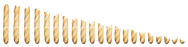Time lapse - Baguette being eaten — Stock Photo, Image