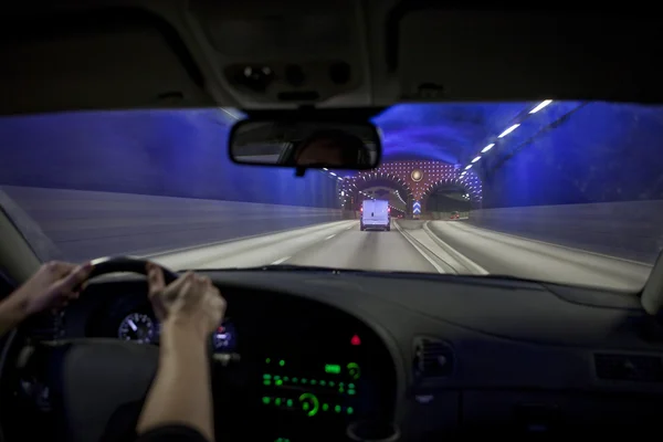 Driving in a tunnel — Stock Photo, Image