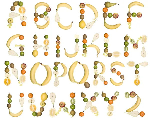 Meyve tarafından kurulan alfabesi — Stok fotoğraf
