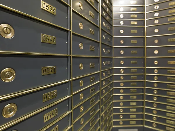 Rows of luxurious safe deposit boxes — Stock Photo, Image