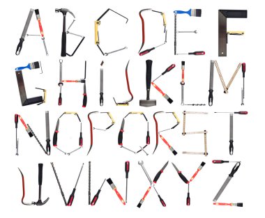 The Alphabet formed by tools clipart