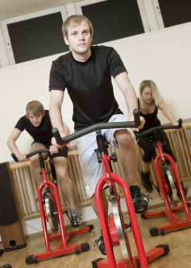 Group of having spinning class clipart