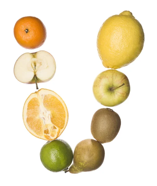 V made out of fruit — Stock Photo, Image