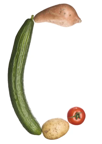 039;C' made out of vegetables — Stock Photo, Image