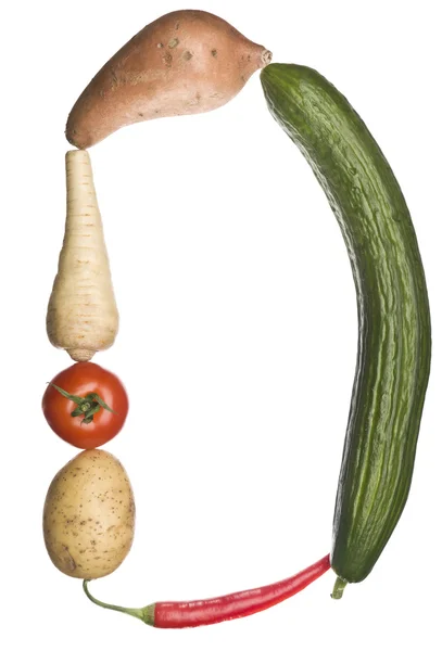 039;D' made out of vegetables — Stock Photo, Image