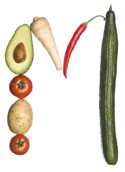 M gjord av grönsaker — Stockfoto