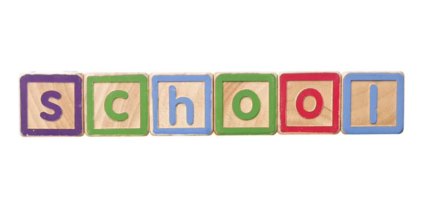 A palavra escola construída por Play Blocks — Fotografia de Stock