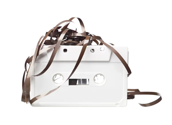 Weiße Audiokassette — Stockfoto