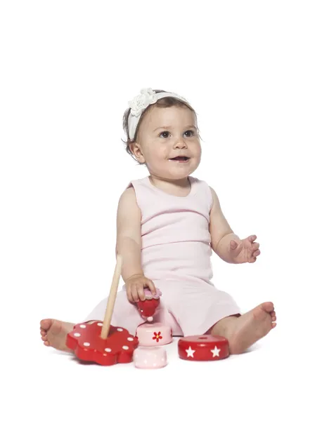 Baby in pinkfarbener Kleidung — Stockfoto