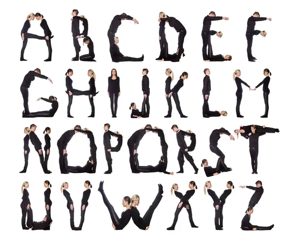 Алфавит, образованный людьми . — стоковое фото