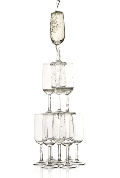 Glasspyramide champagne — Stockfoto